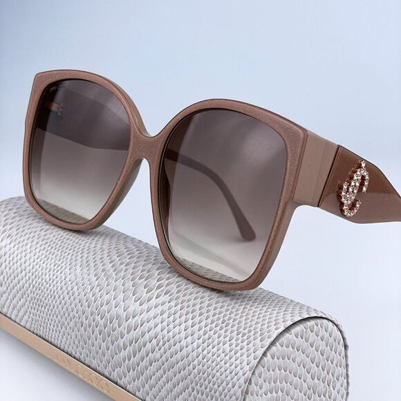 NEW Jimmy Choo Noemi/S KON HA Nude Glitter Brown Gradient Square Women Sunglasse - Picture 2 of 12